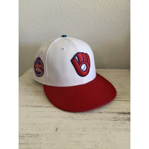Men's White, Red Milwaukee Brewers Undervisor 59FIFTY Fitted 7‎ 1/4 Hat RARE